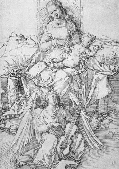 Albrecht Durer The Madonna and Child with a Music-making Angel oil painting image